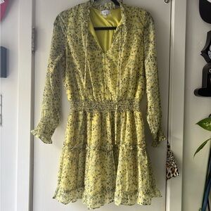 NSR Yellow Floral Long Sleeve Dress